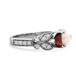 Garnet Diamond Butterflies 14K White Gold ring R5601