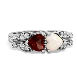 Garnet Diamond Butterflies 14K White Gold ring R5601