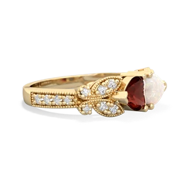 Garnet Diamond Butterflies 14K Yellow Gold ring R5601