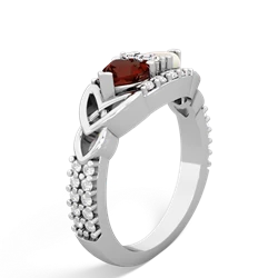 Garnet Sparkling Celtic Knot 14K White Gold ring R2645