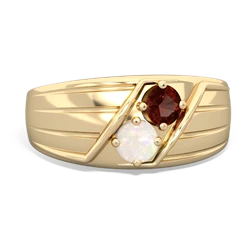 Garnet Men's Streamline 14K Yellow Gold ring R0460