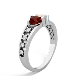 Garnet Heart To Heart 14K White Gold ring R3342