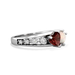 Garnet Heart To Heart 14K White Gold ring R3342