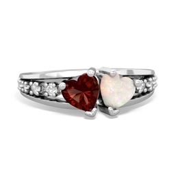 Garnet Heart To Heart 14K White Gold ring R3342