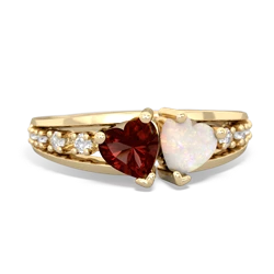 Garnet Heart To Heart 14K Yellow Gold ring R3342