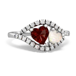 Garnet Mother And Child 14K White Gold ring R3010