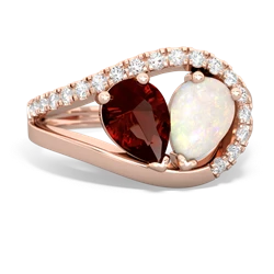 Garnet Nestled Heart Keepsake 14K Rose Gold ring R5650