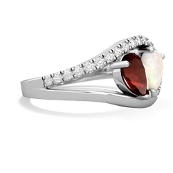 Garnet Nestled Heart Keepsake 14K White Gold ring R5650