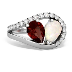 Garnet Nestled Heart Keepsake 14K White Gold ring R5650