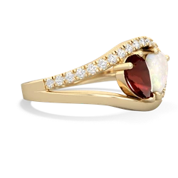 Garnet Nestled Heart Keepsake 14K Yellow Gold ring R5650