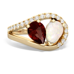 Garnet Nestled Heart Keepsake 14K Yellow Gold ring R5650