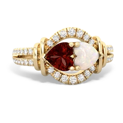 Garnet Art-Deco Keepsake 14K Yellow Gold ring R5630