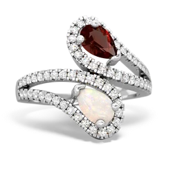 Garnet Diamond Dazzler 14K White Gold ring R3000