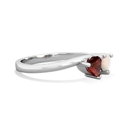 Garnet Sweethearts 14K White Gold ring R5260