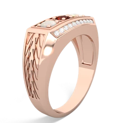 Garnet Three Stone Tire Tread Men's 14K Rose Gold ring R0520