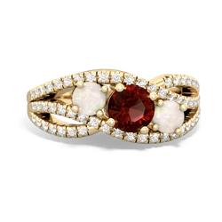 Garnet Three Stone Aurora 14K Yellow Gold ring R3080