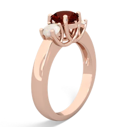 Garnet Three Stone Round Trellis 14K Rose Gold ring R4018