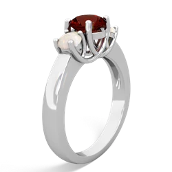 Garnet Three Stone Round Trellis 14K White Gold ring R4018