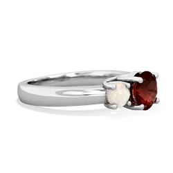 Garnet Three Stone Round Trellis 14K White Gold ring R4018