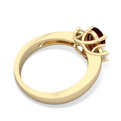 Garnet Three Stone Oval Trellis 14K Yellow Gold ring R4024