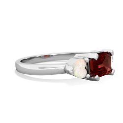 Garnet Three Stone 14K White Gold ring R5235