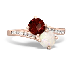 Garnet Channel Set Two Stone 14K Rose Gold ring R5303