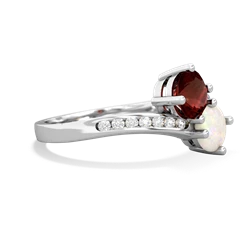 Garnet Channel Set Two Stone 14K White Gold ring R5303