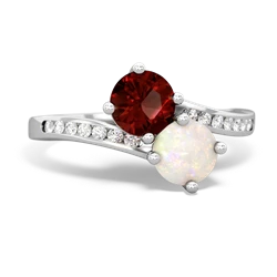 Garnet Channel Set Two Stone 14K White Gold ring R5303