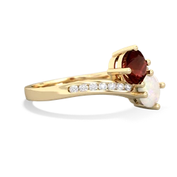 Garnet Channel Set Two Stone 14K Yellow Gold ring R5303