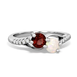 Garnet Infinity Pave Two Stone 14K White Gold ring R5285