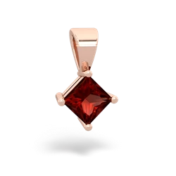 Garnet 5Mm Princess Solitaire 14K Rose Gold pendant P1789