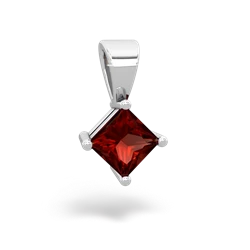 Garnet 5Mm Princess Solitaire 14K White Gold pendant P1789