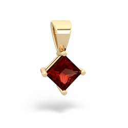 Garnet 5Mm Princess Solitaire 14K Yellow Gold pendant P1789