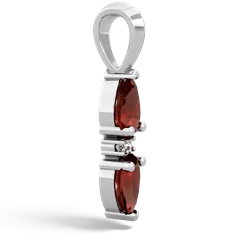 Garnet Bowtie Drop 14K White Gold pendant P0865