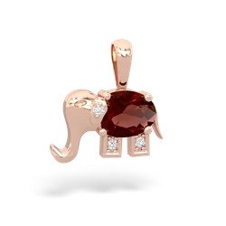 Garnet Elephant 14K Rose Gold pendant P2555