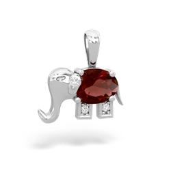 Garnet Elephant 14K White Gold pendant P2555