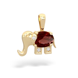 Garnet Elephant 14K Yellow Gold pendant P2555