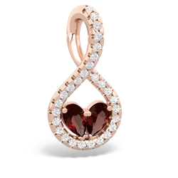 Garnet Pave Twist 'One Heart' 14K Rose Gold pendant P5360