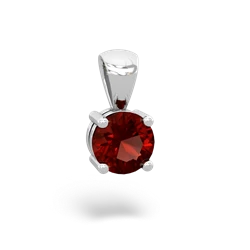 Garnet 6Mm Round Solitaire 14K White Gold pendant P1786