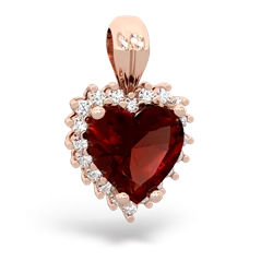 Garnet Sparkling Halo Heart 14K Rose Gold pendant P0391