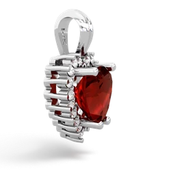 Garnet Sparkling Halo Heart 14K White Gold pendant P0391