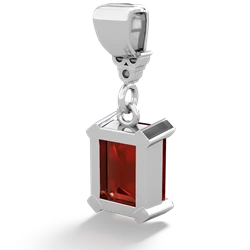 Garnet Art Deco Dangle 14K White Gold pendant P1937