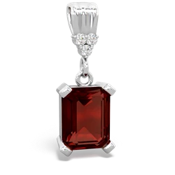 Garnet Art Deco Dangle 14K White Gold pendant P1937