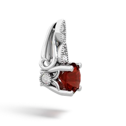 Garnet Antique Elegance 14K White Gold pendant P3100