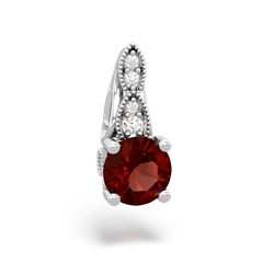 Garnet Antique Elegance 14K White Gold pendant P3100