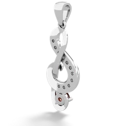 Garnet G-Clef Music 14K White Gold pendant P5830