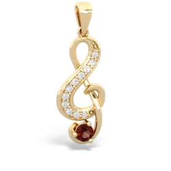 Garnet G-Clef Music 14K Yellow Gold pendant P5830