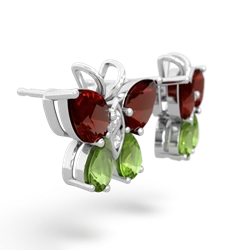 Garnet Butterfly 14K White Gold earrings E2215