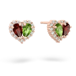 Garnet Halo 14K Rose Gold earrings E7008