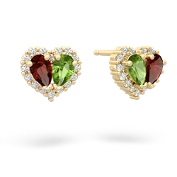 Garnet Halo 14K Yellow Gold earrings E7008